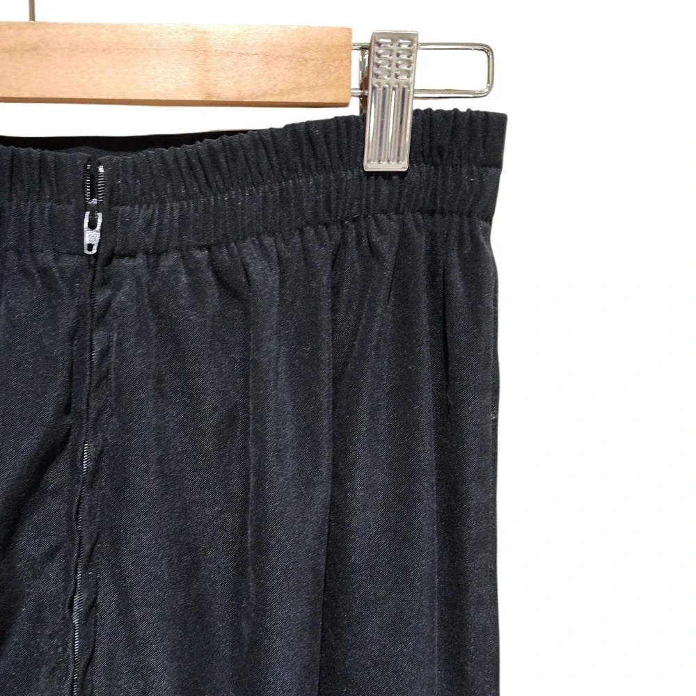 Vintage Pants Pleated Brushed Black High Waist - Picture 4 of 6